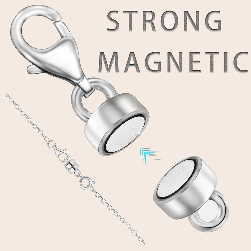 OHINGLT Magnetic Necklace Clasp Extra Strong, Silver Plated Magnet Jewelry Clasps Converters for Bracelet Necklaces Chain - Image 4